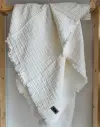 Liva Home%100 Organik Pamuk 4 Katlı Müslin Bebek Battaniyesi 110X110CM Püsküllü
